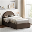 Resort Twin Arched Velvet Storage Platform Bed in Chocolate Brown