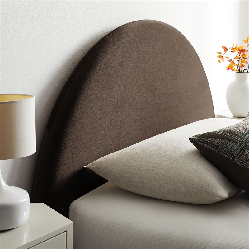 Resort Twin Arched Velvet Storage Platform Bed in Chocolate Brown