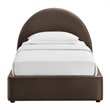 Resort Twin Arched Velvet Storage Platform Bed in Chocolate Brown