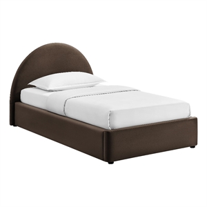 Resort Twin Arched Velvet Storage Platform Bed in Chocolate Brown