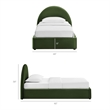 Resort Twin Arched Performance Velvet Storage Platform Bed in Moss Green