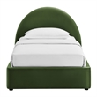 Resort Twin Arched Performance Velvet Storage Platform Bed in Moss Green