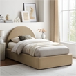 Resort Twin Arched Performance Velvet Storage Platform Bed in Taupe