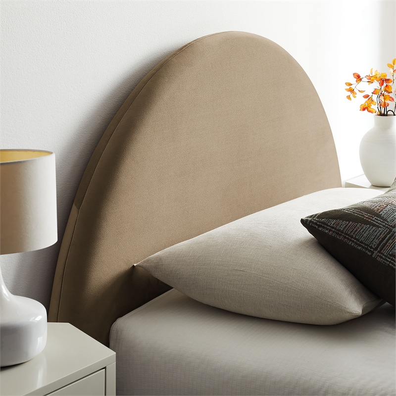 Resort Twin Arched Performance Velvet Storage Platform Bed in Taupe