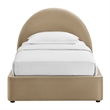 Resort Twin Arched Performance Velvet Storage Platform Bed in Taupe