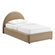 Resort Twin Arched Performance Velvet Storage Platform Bed in Taupe