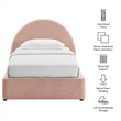 Resort Twin Arched Upholstered Fabric Storage Platform Bed in Blush