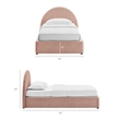 Resort Twin Arched Upholstered Fabric Storage Platform Bed in Blush