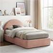 Resort Twin Arched Upholstered Fabric Storage Platform Bed in Blush
