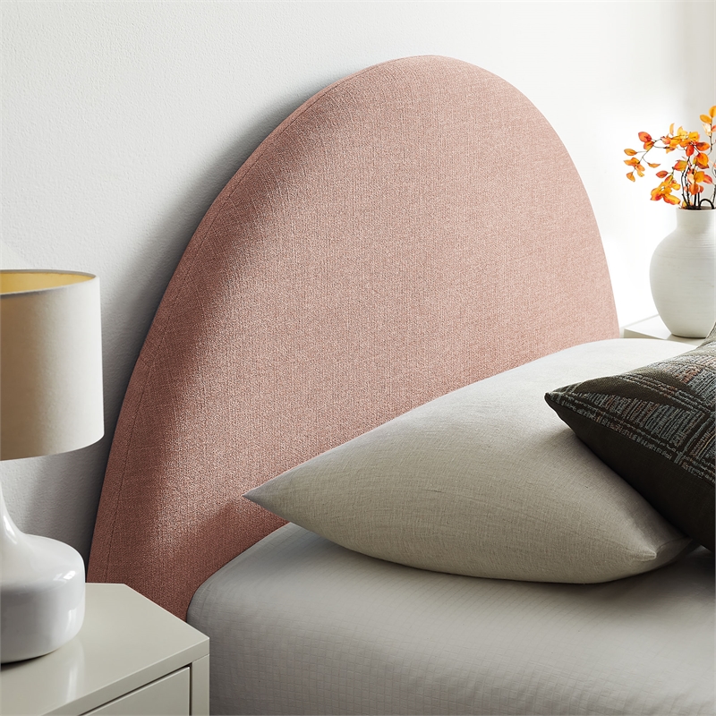 Resort Twin Arched Upholstered Fabric Storage Platform Bed in Blush
