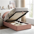 Resort Twin Arched Upholstered Fabric Storage Platform Bed in Blush