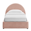 Resort Twin Arched Upholstered Fabric Storage Platform Bed in Blush