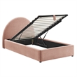 Resort Twin Arched Upholstered Fabric Storage Platform Bed in Blush