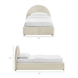 Resort Twin Arched Upholstered Fabric Storage Platform Bed in Ecru