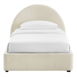 Resort Twin Arched Upholstered Fabric Storage Platform Bed in Ecru