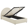 Resort Twin Arched Upholstered Fabric Storage Platform Bed in Ecru