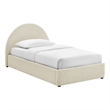 Resort Twin Arched Upholstered Fabric Storage Platform Bed in Ecru