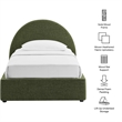 Resort Twin Arched Upholstered Fabric Storage Platform Bed in Foliage