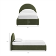 Resort Twin Arched Upholstered Fabric Storage Platform Bed in Foliage