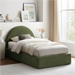 Resort Twin Arched Upholstered Fabric Storage Platform Bed in Foliage
