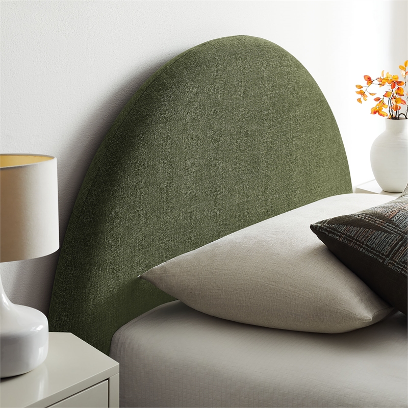 Resort Twin Arched Upholstered Fabric Storage Platform Bed in Foliage