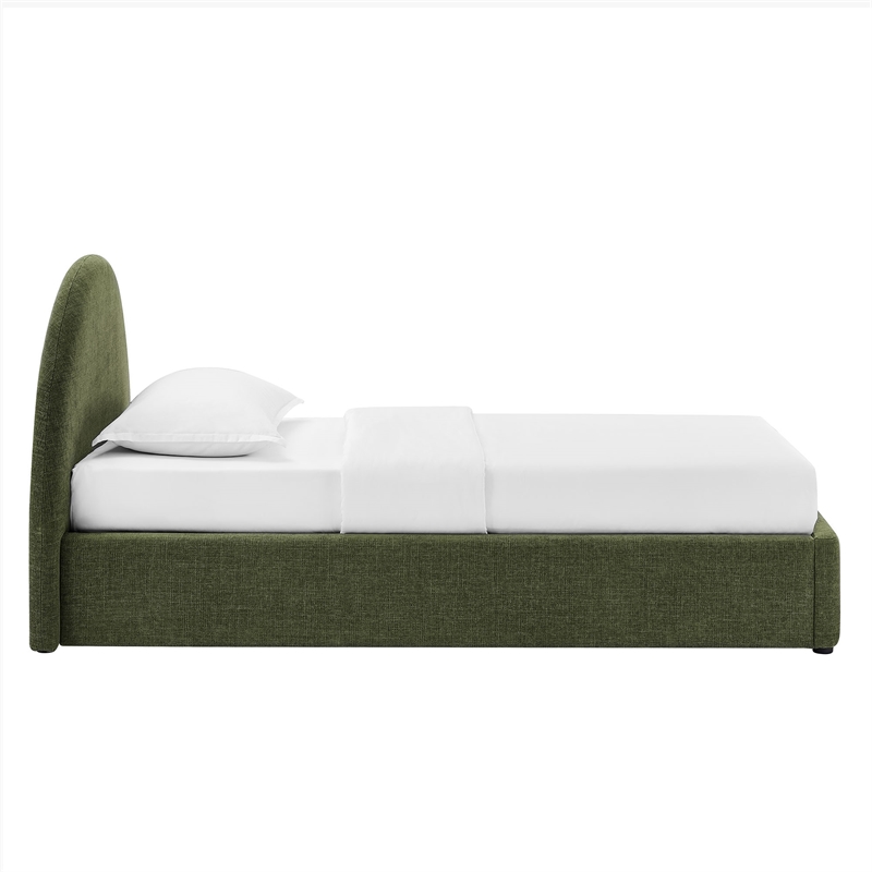 Resort Twin Arched Upholstered Fabric Storage Platform Bed in Foliage