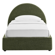 Resort Twin Arched Upholstered Fabric Storage Platform Bed in Foliage