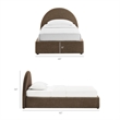 Resort Twin Arched Upholstered Fabric Storage Platform Bed in Mocha