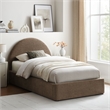 Resort Twin Arched Upholstered Fabric Storage Platform Bed in Mocha