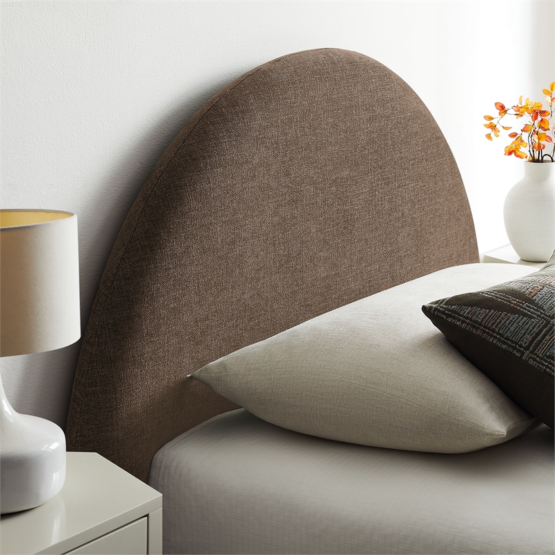 Resort Twin Arched Upholstered Fabric Storage Platform Bed in Mocha