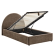 Resort Twin Arched Upholstered Fabric Storage Platform Bed in Mocha
