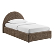 Resort Twin Arched Upholstered Fabric Storage Platform Bed in Mocha