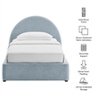 Resort Twin Arched Upholstered Fabric Storage Platform Bed in Sky