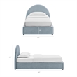 Resort Twin Arched Upholstered Fabric Storage Platform Bed in Sky