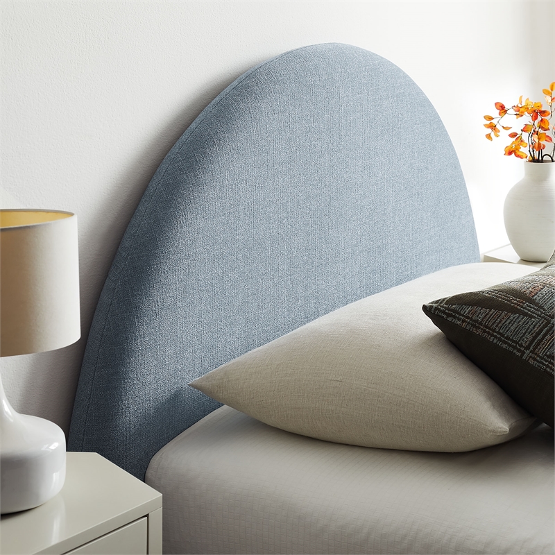 Resort Twin Arched Upholstered Fabric Storage Platform Bed in Sky