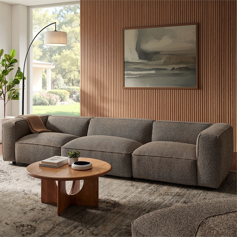 Auren Lattice Boucle 3 Piece Sectional in Earth