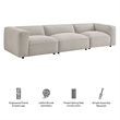 Auren Lattice Boucle 3 Piece Sectional in Fog