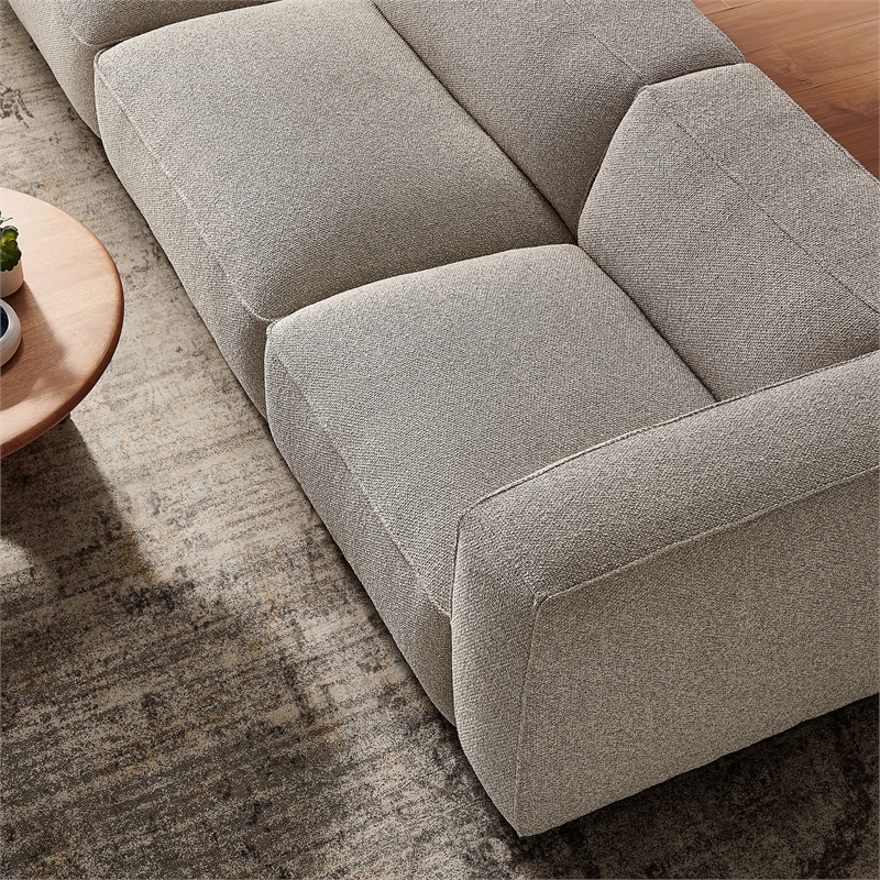 Auren Lattice Boucle 3 Piece Sectional in Fog