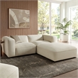 Auren Lattice Boucle 3 Piece Sectional with Ottoman in Cream