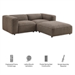 Auren Lattice Boucle 3 Piece Sectional with Ottoman in Earth