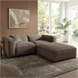 Auren Lattice Boucle 3 Piece Sectional with Ottoman in Earth