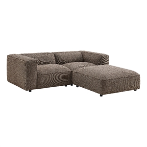 Auren Lattice Boucle 3 Piece Sectional with Ottoman in Earth