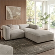 Auren Lattice Boucle 3 Piece Sectional with Ottoman in Fog