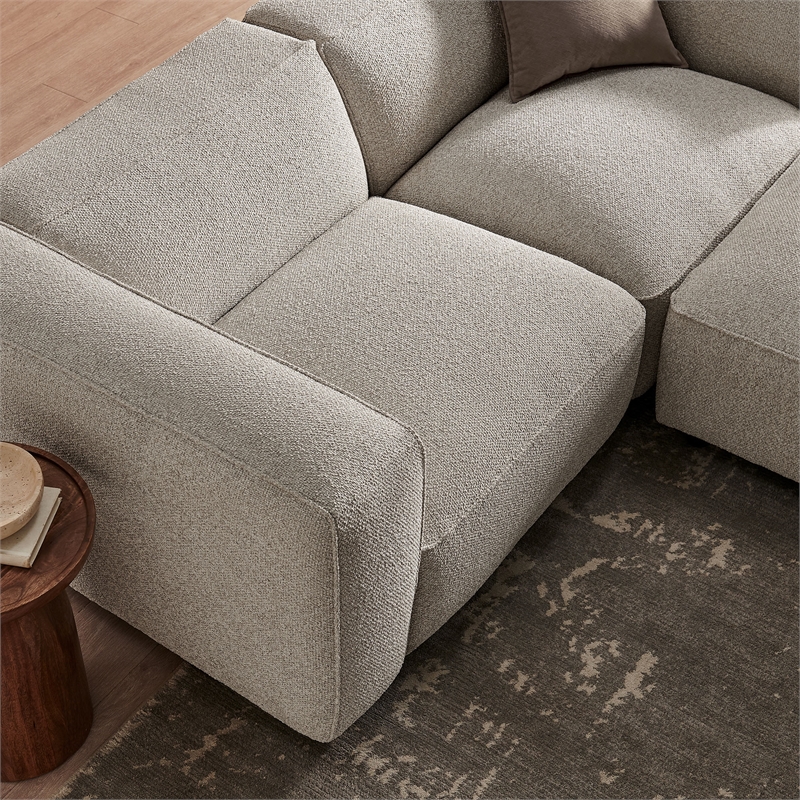 Auren Lattice Boucle 3 Piece Sectional with Ottoman in Fog