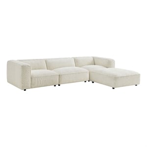 Auren Lattice Boucle 4 Piece Sectional with Ottoman in Cream