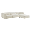 Auren Lattice Boucle 4 Piece Sectional with Ottoman in Cream