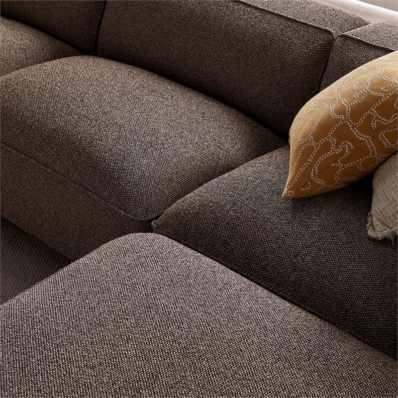 Auren Lattice Boucle 4 Piece Sectional with Ottoman in Earth