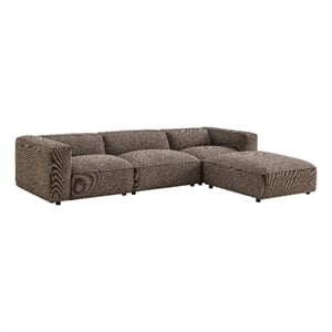 Auren Lattice Boucle 4 Piece Sectional with Ottoman in Earth