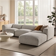 Auren Lattice Boucle 4 Piece Sectional with Ottoman in Fog