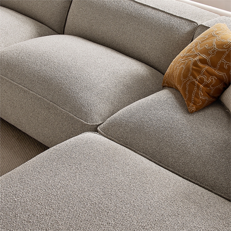 Auren Lattice Boucle 4 Piece Sectional with Ottoman in Fog